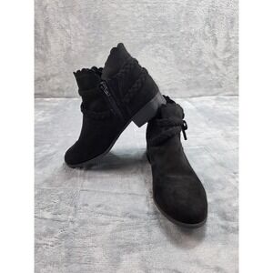Sonoma Jada Black Faux Suede Ankle Zip Boots  Women's Size 4 Med